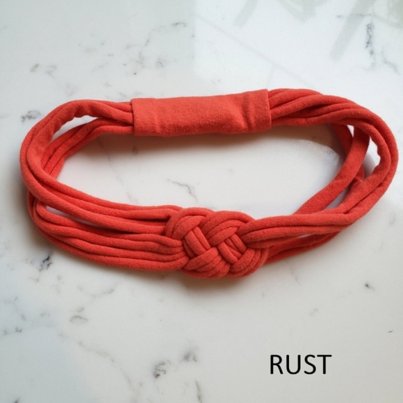 Set of 3 Women's Celtic Knot Headbands in Red Orange Rust Upcycled Stretchy - Picture 5 of 8